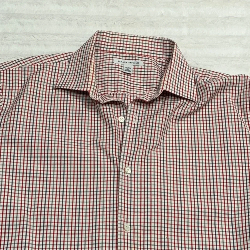 Banana Republic Men's Xlarge XL Plaid Button Down Shirt Cotton